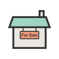 casa en venta icono de línea llena vector