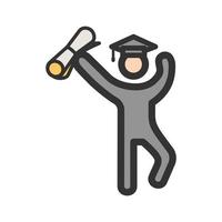 Student Holding Degree Filled Line Icon vector