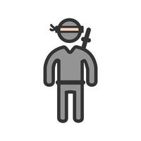 icono de línea llena de guerrero ninja vector