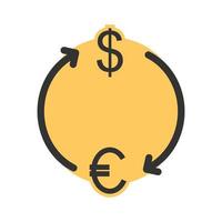 icono de línea llena de dólar a euro vector