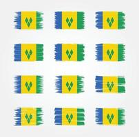 Saint Vincent and the Grenadines Flag Brush Collections. National Flag vector