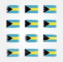 colecciones de pinceles de bandera de bahamas. bandera nacional vector