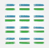 Uzbekistan Flag Brush Collections. National Flag vector