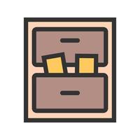 Files in Drawer Filled Line Icon vector