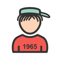 Boy in Cap and T Shirt Filled Line Icon vector