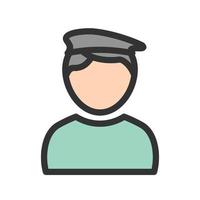 Boy in Artist Hat Filled Line Icon vector
