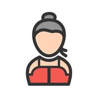 Girl in High Pony Filled Line Icon vector