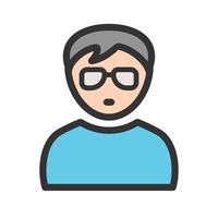 Boy in Nerdy Glasses Filled Line Icon vector