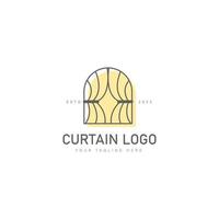 Curtain with window line logo design icon illustration vector