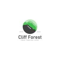 Cliff with green forest logo design icon illustration vector