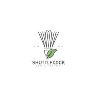 Shuttlecock with leaf line logo design icon illustration vector