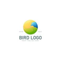 Bird with sun gradient logo design icon illustration