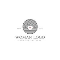 mujer con ilustración de icono de diseño de logotipo de línea de círculo vector