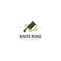 cuchillo con anillo planeta logotipo diseño icono ilustración vector