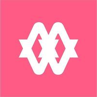 wm, ww, mw, mm initials geometric line art company logo with ribbon gift shape vector