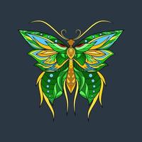 ilustración de diseño de camiseta de arte vectorial de mariposa colorida vector