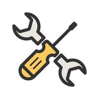 Wrench and Screw Driver Filled Line Icon vector
