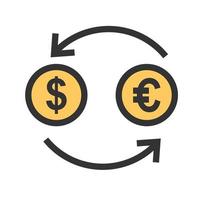 Currency Exchange Rates Filled Line Icon vector