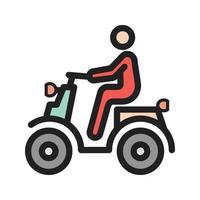 icono de línea llena de scooter de equitación vector