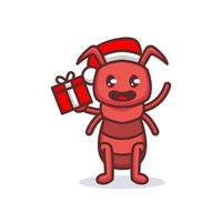 Christmas Ant mascot vector