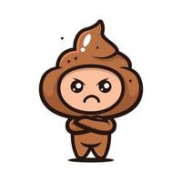 Cute poop mascot character design vector