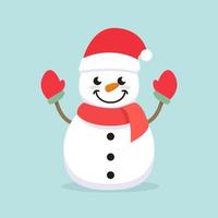 lindo muñeco de nieve mascota de invierno vector