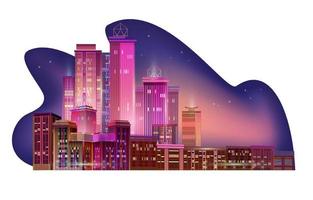 Fragment of a night panorama of a modern city. Vector. vector