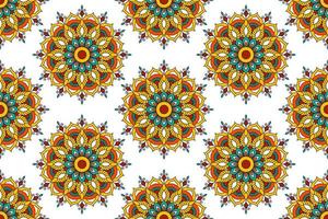 mandala abstracto geométrico étnico diseño de patrones sin fisuras. tela azteca alfombra mandala textiles decoraciones papel tapiz. tribal boho nativo mandala pavo bordado tradicional fondo vectorial. vector