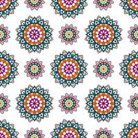 Ikat abstract geometric mandala ethnic seamless pattern design. Aztec fabric carpet mandala ornaments textile decorations wallpaper. Tribal boho native mandalas turkey traditional embroidery vector