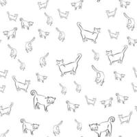 vector cat hand drawing pattern set