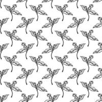 Vector pattern with jasmine flowers, hand-drawn liner. For textiles, wallpaper, packaging, paper. Isolate.
