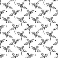 Vector pattern with jasmine flowers, hand-drawn liner. For textiles, wallpaper, packaging, paper. Isolate.