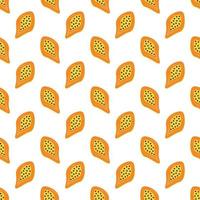 Set of vector seamless patterns with fruits, papaya. Trendy hand drawn textures. Modern abstract design for paper, cover, fabric, interior decor and more.