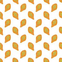 Set of vector seamless patterns with fruits, papaya. Trendy hand drawn textures. Modern abstract design for paper, cover, fabric, interior decor and more.