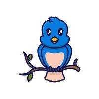 Cute blue bird mascot vector