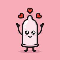 Cute condom mascot love and romance theme vector