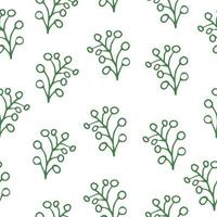 Seamless scandinavian pattern with cute doodle outline olive branch. vector