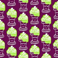 Seamless scandinavian pattern with cute doodle outline hand drawn cactus in the pot. vector