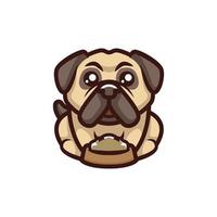 Cute pug dog cartoon logo vector mascot character