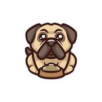 lindo perro pug dibujos animados logo vector mascota personaje