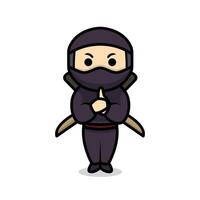 ninja cute mascot vector