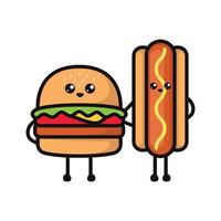 Fast food kawaii couple vector