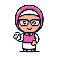 Geek mascot moslem girl vector