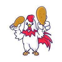 Cute chicken mascot design vector