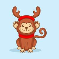 monkey christmas cute vector