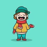 los niños de invierno usan ilustración de suéter vector