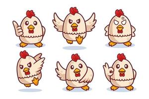 colección de personajes de dibujos animados de pollo vector