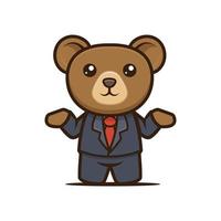 lindo diseño de mascota de oso de negocios vector