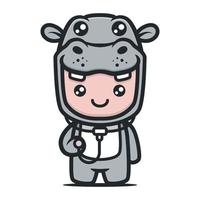 Cute hippo mascot for medical design vector