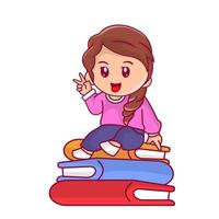 Cute kid back to school clipart vector